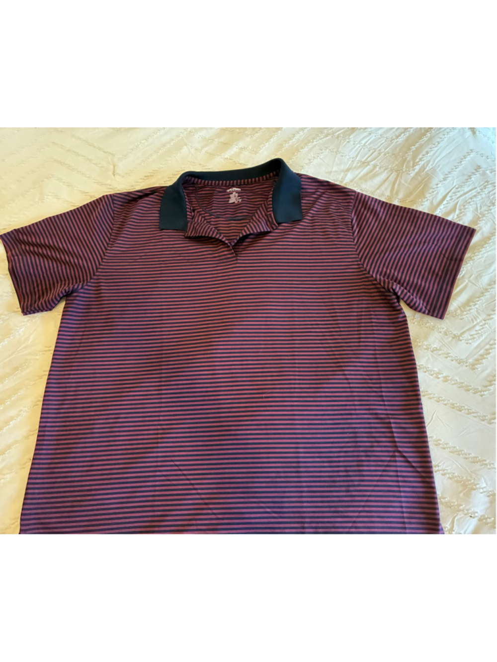 Men's Reebok Golf Polo Shirt 3XL Maroon navy blue Striped Short Sleeve